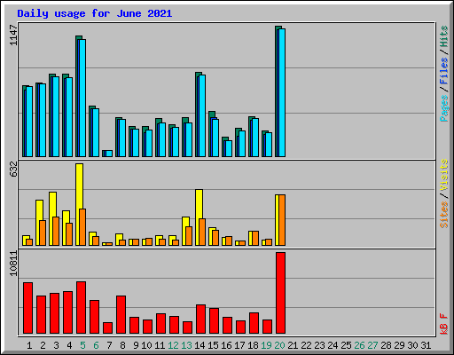 Daily usage for June 2021